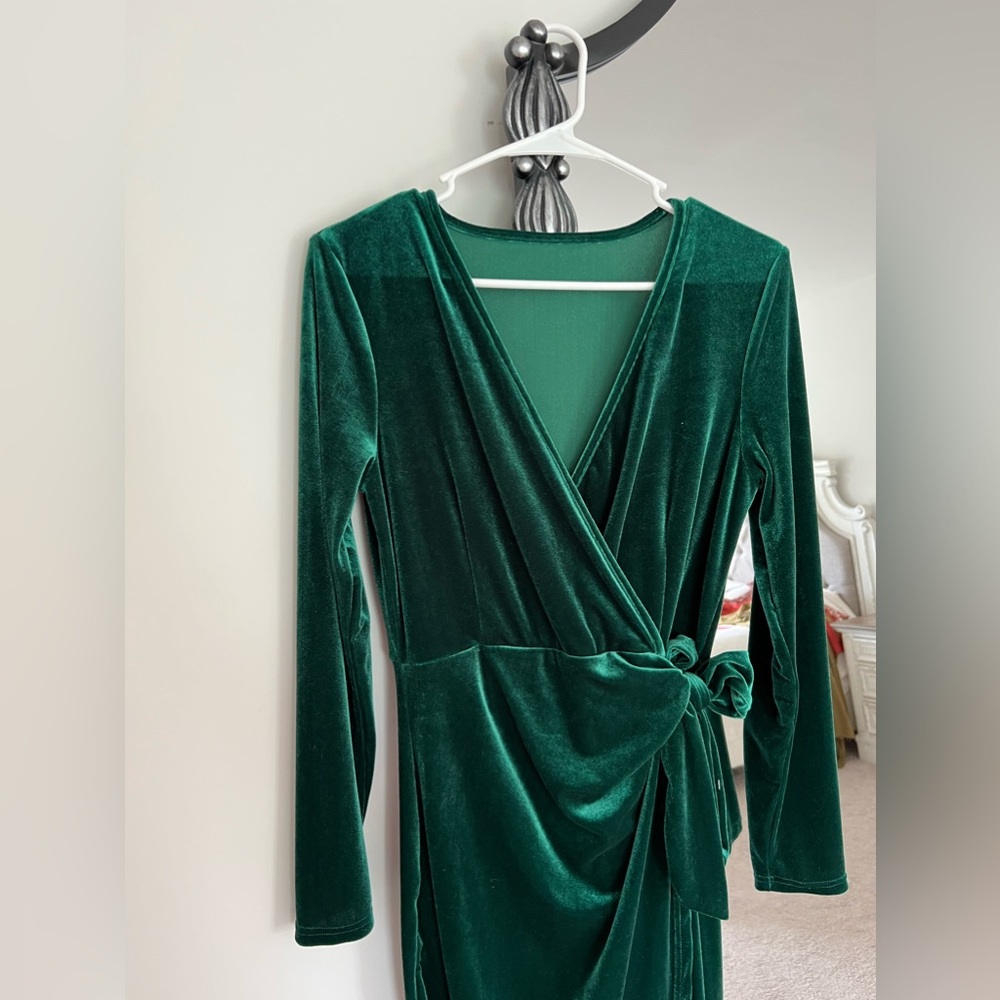 Green velvet dress